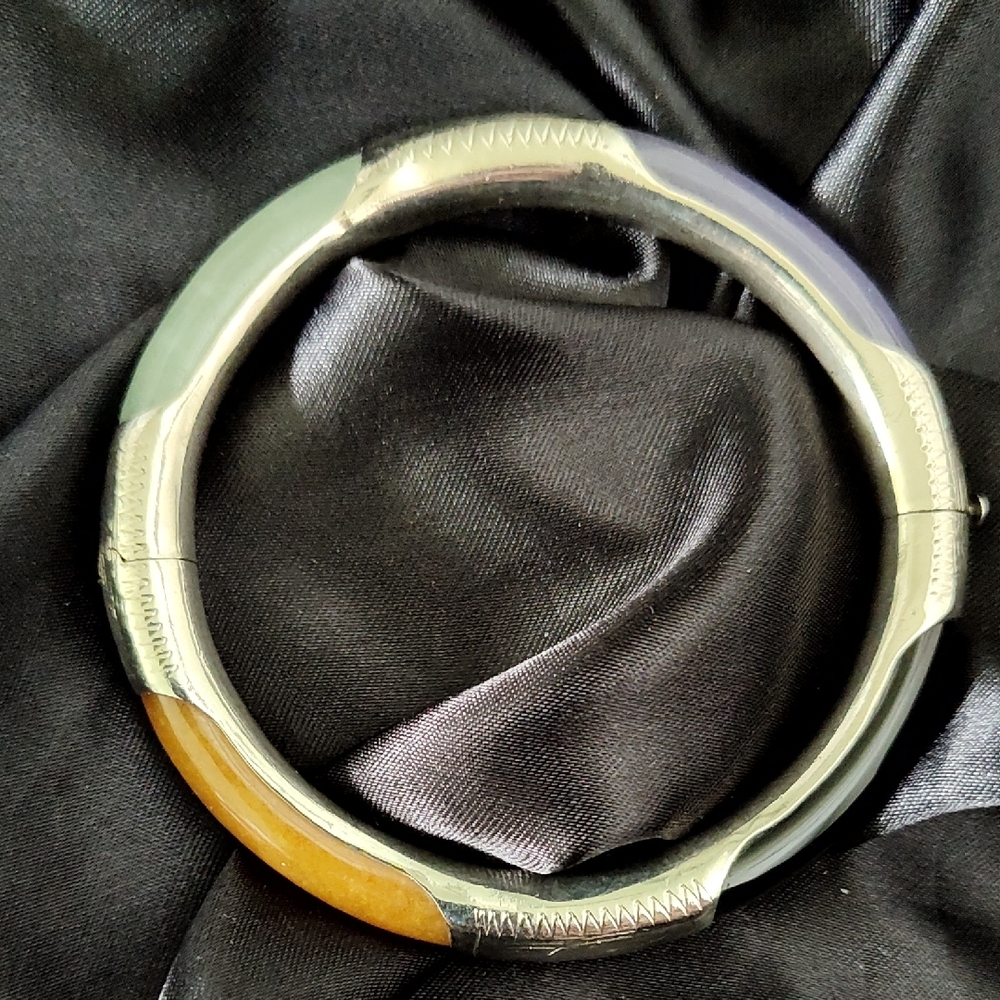Multi Stone Silver Tone Women's Gemstone Bangle